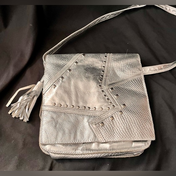 Bags By Pinky Handbags - Bags by Pinky Genuine Leather Silver Studded VTG 80s Crossbody Purse USA Made